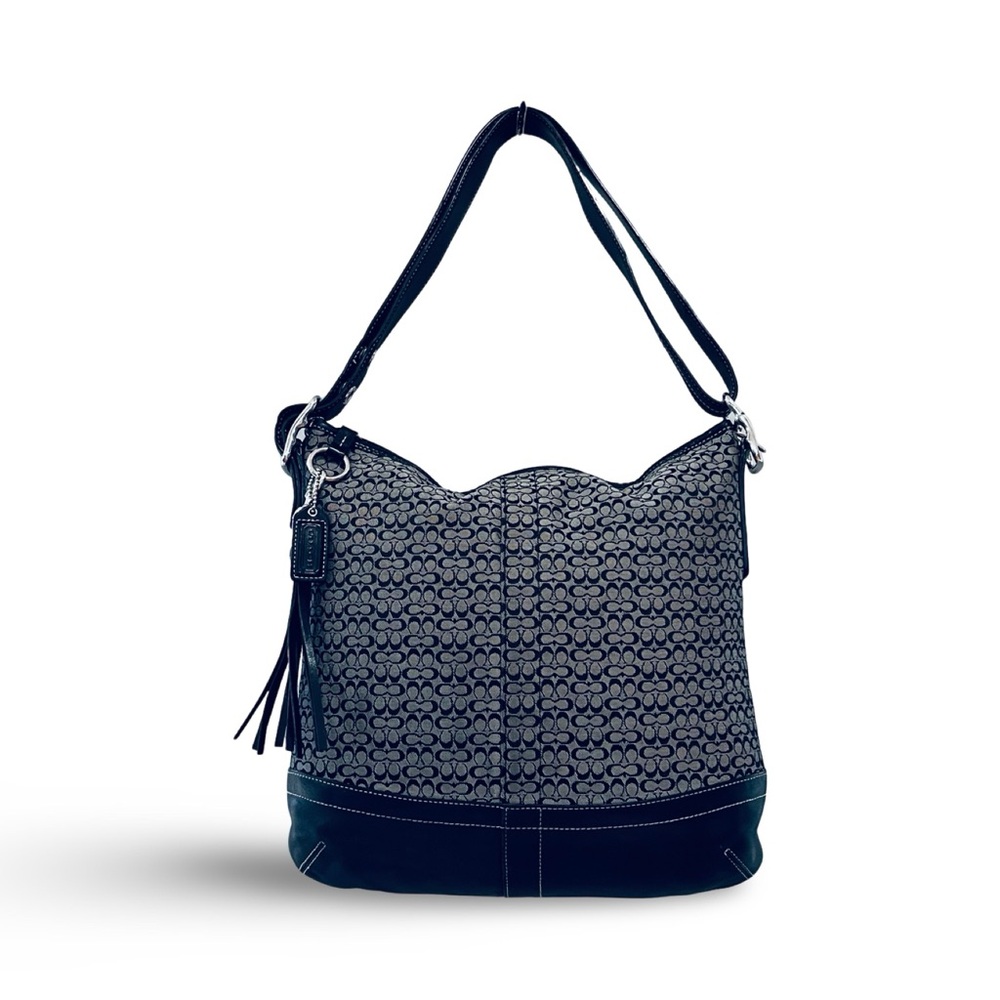 Coach SoHo Signature Jacquard & Black Leather Convertible Shoulder to Crossbody